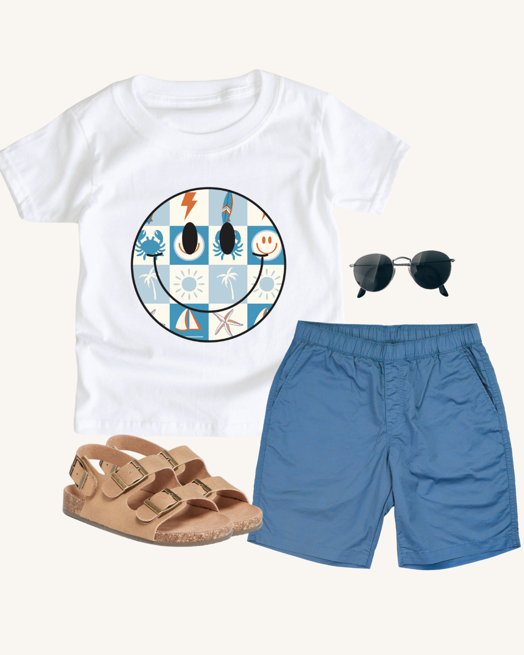 Beach Smiley - Infant, Toddler & Youth Unisex Short Sleeve T-Shirt