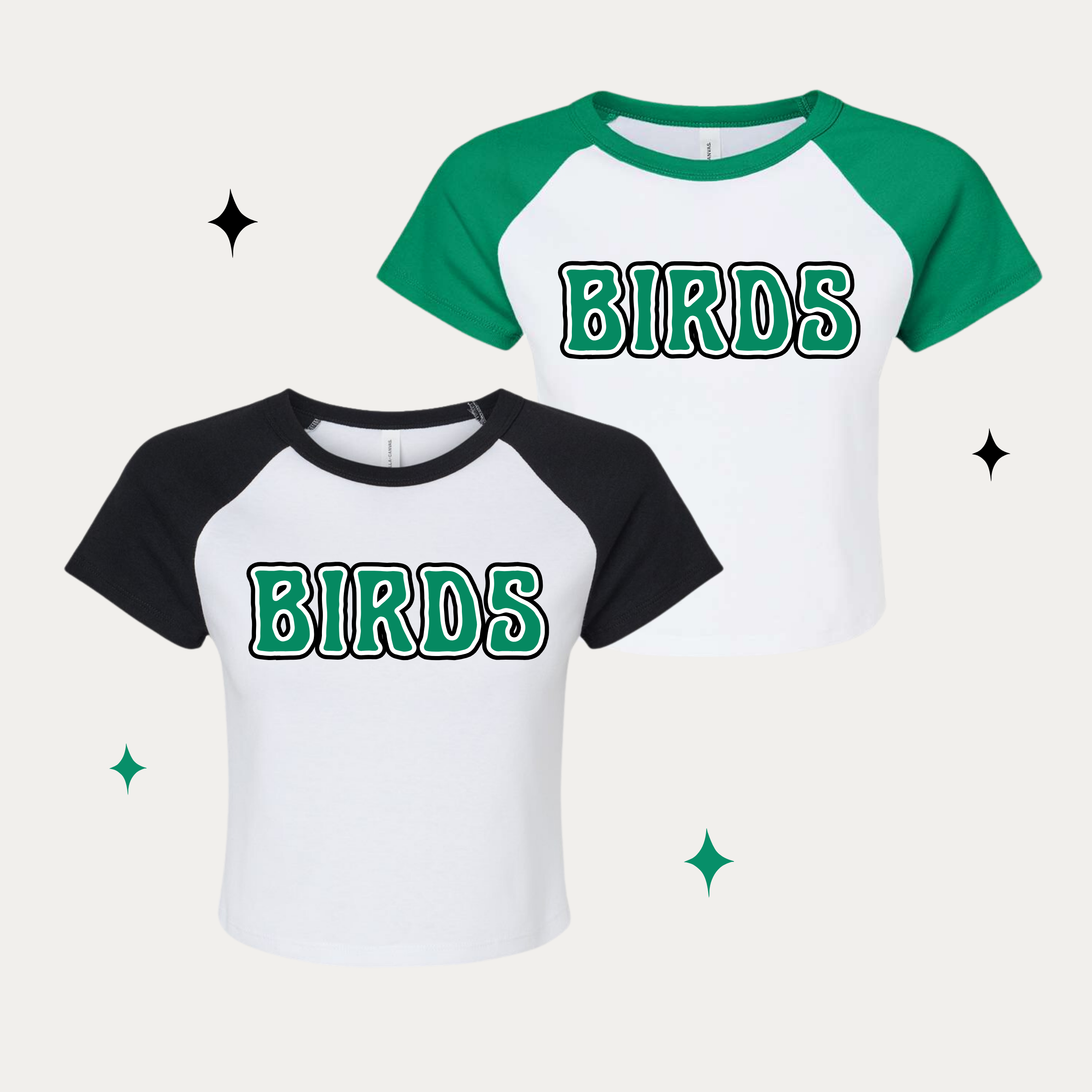 Birds - Raglan Cropped Tee