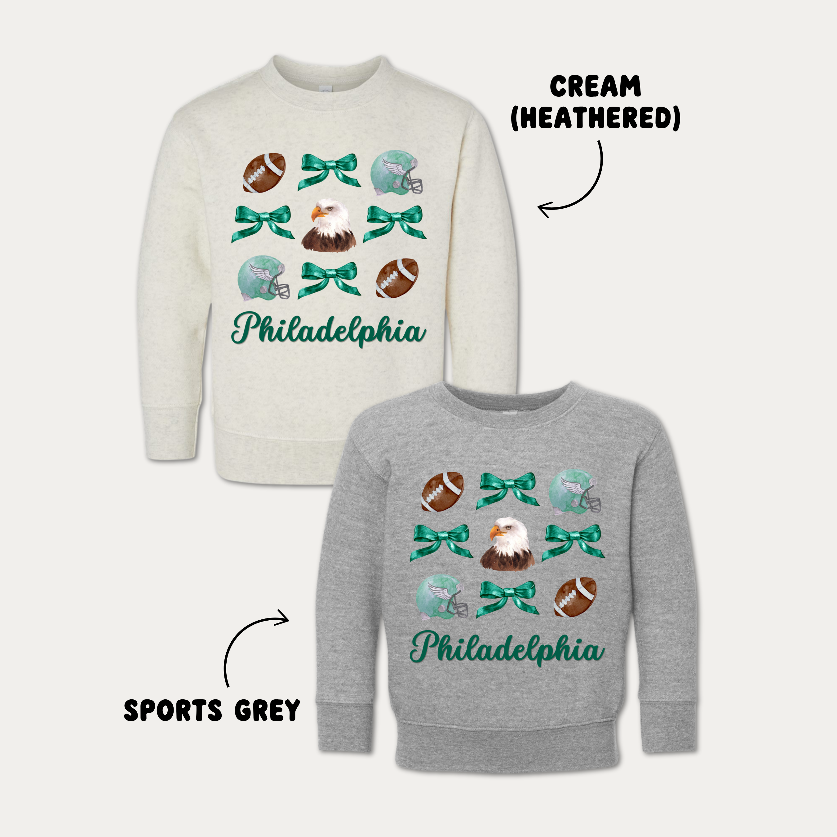 Coquette Football Bows - Toddler & Youth Crewneck Sweatshirt