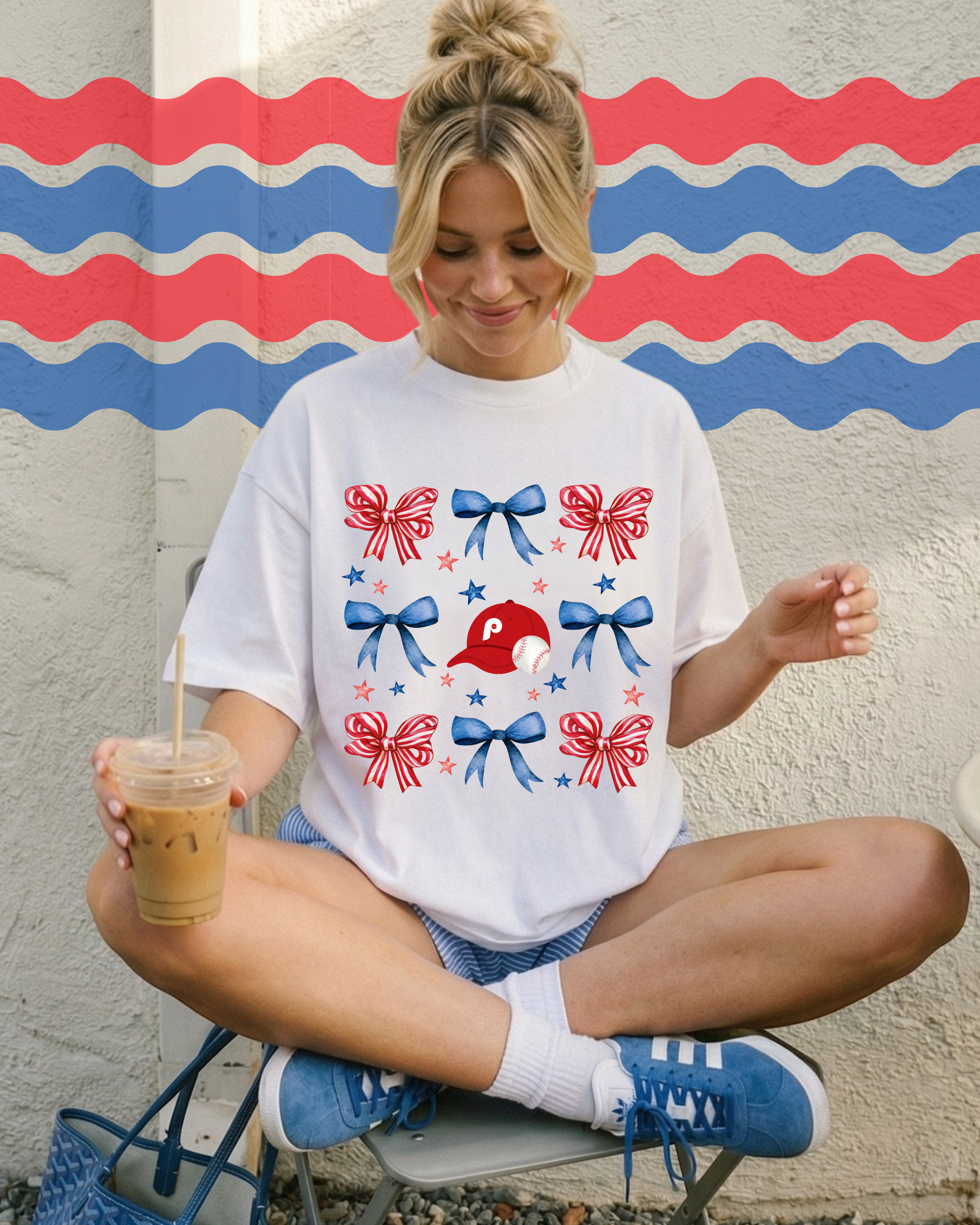Coquette Phillies Bows - Adult Short Sleeve T-Shirt