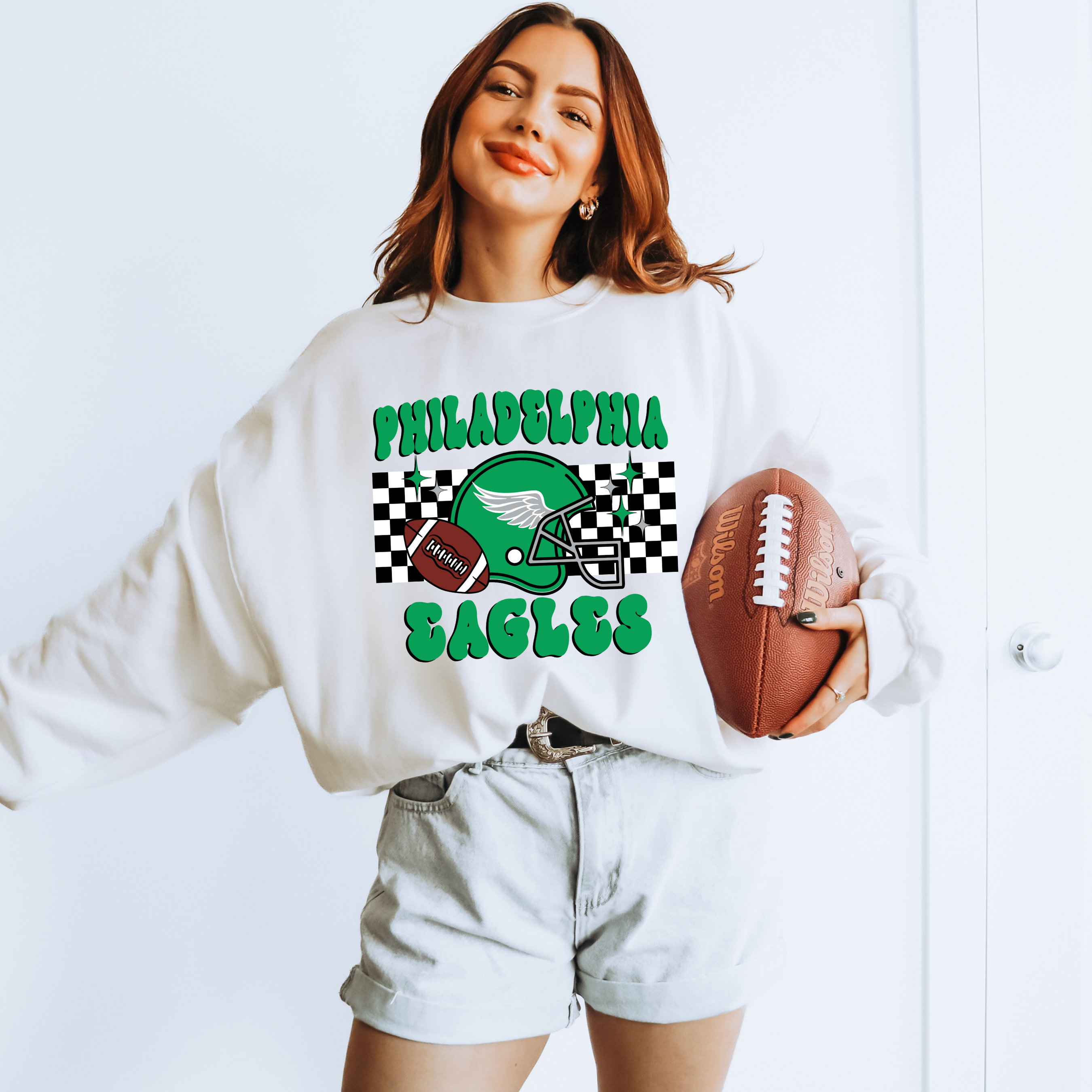 Retro Philadelphia Helmet - Adult Crewneck Sweatshirt