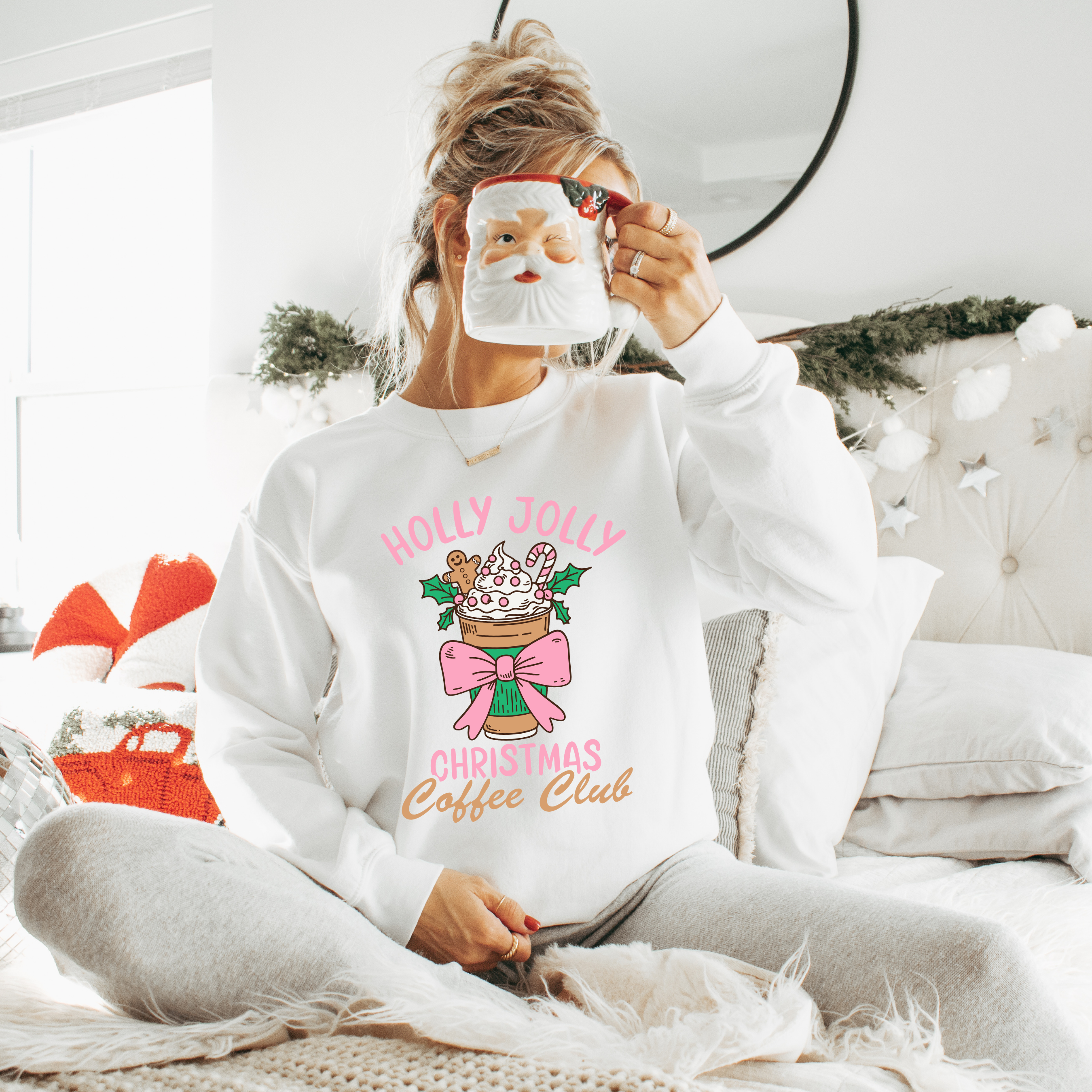 Holly Jolly Coffee Club - Adult Crewneck Sweatshirt