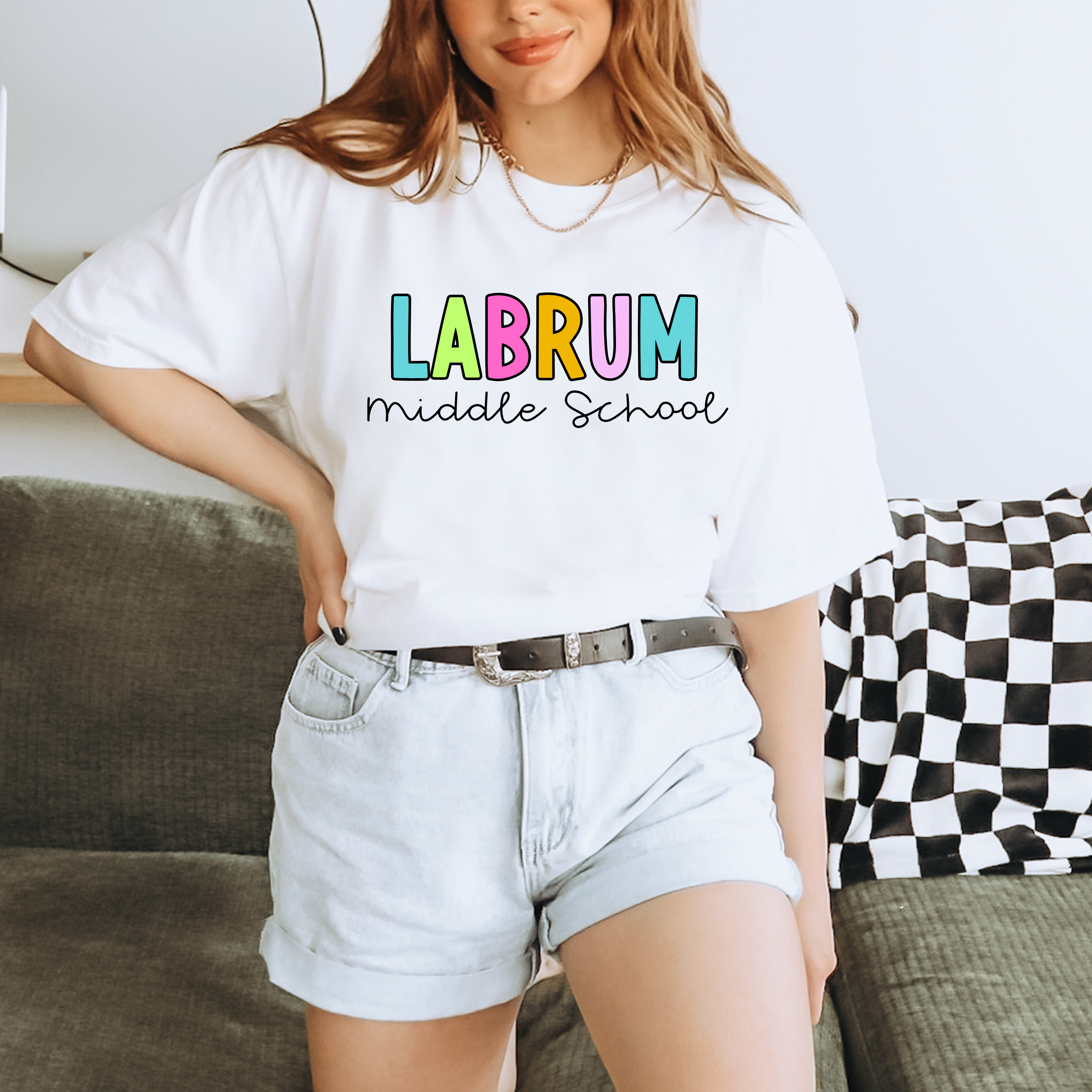 Custom Neon School Name - Short Sleeve T-Shirt