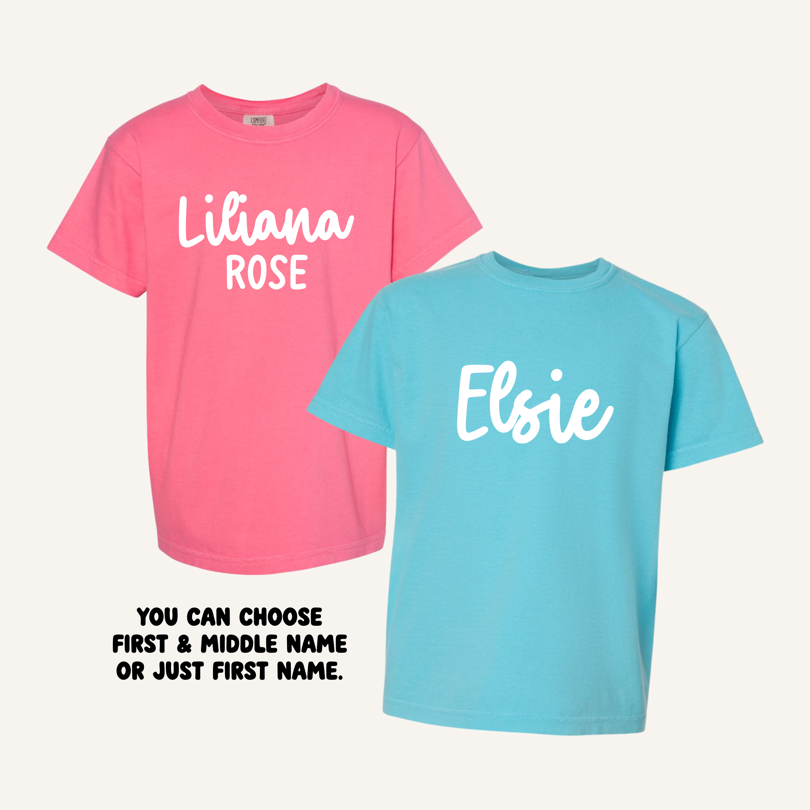 Custom Puff Vinyl Girls Name - Kids Short Sleeve T-Shirt