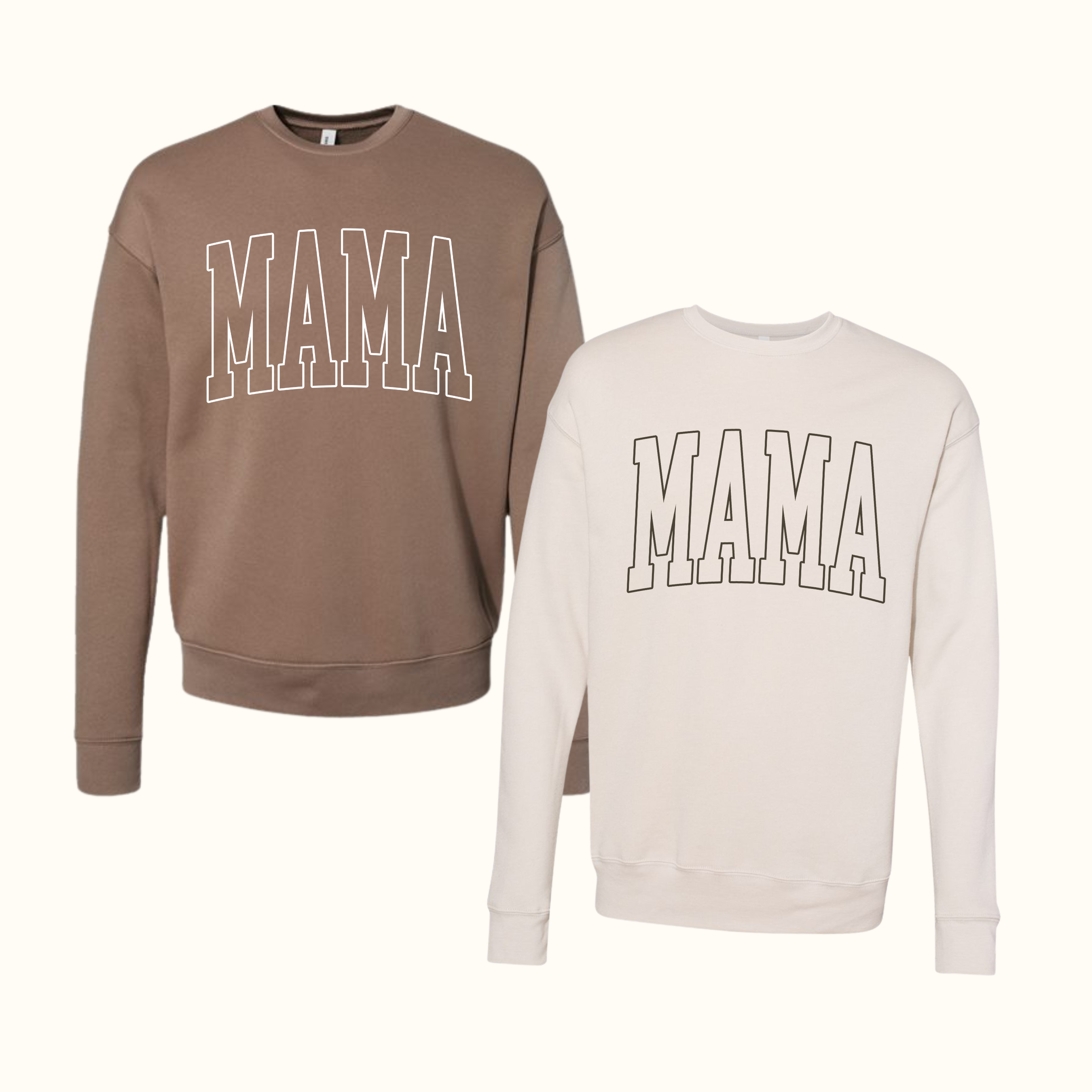 Varsity Mama Outline - Adult Drop Sleeve Crewneck Sweatshirt