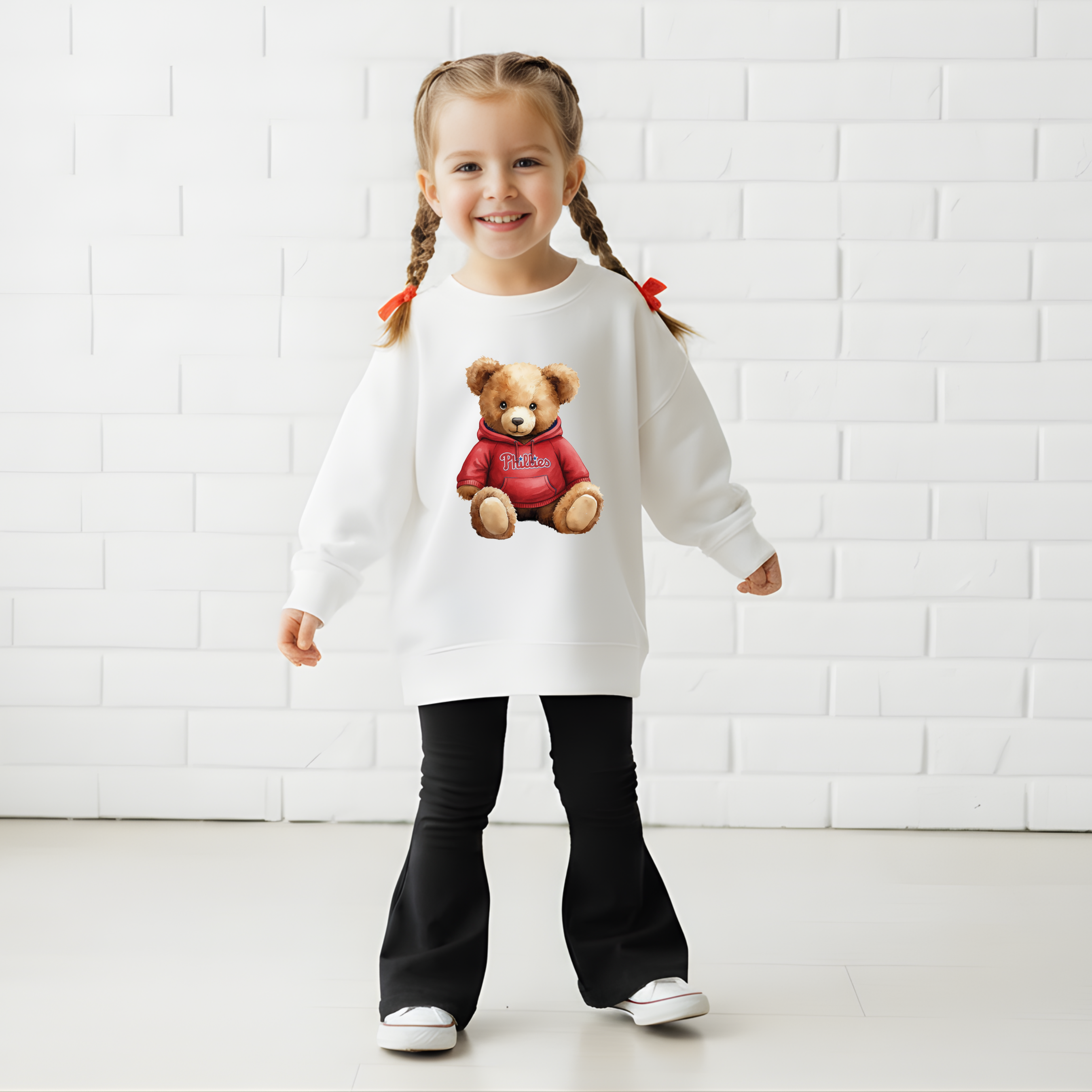 Philly Baseball Teddy Bear Toddler & Kids Sweatshirt