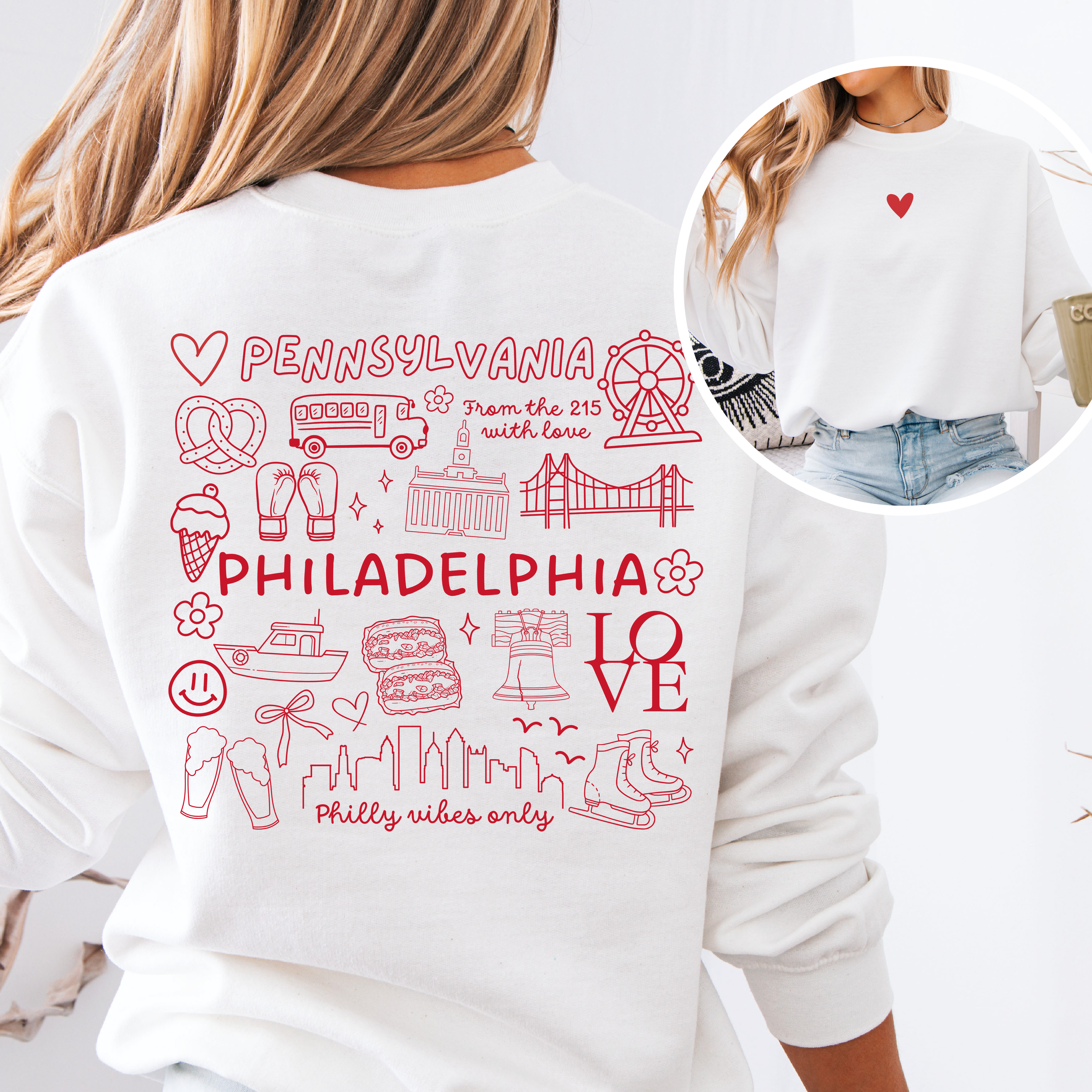 Philly Vibes Only Adult Crewneck Sweatshirt