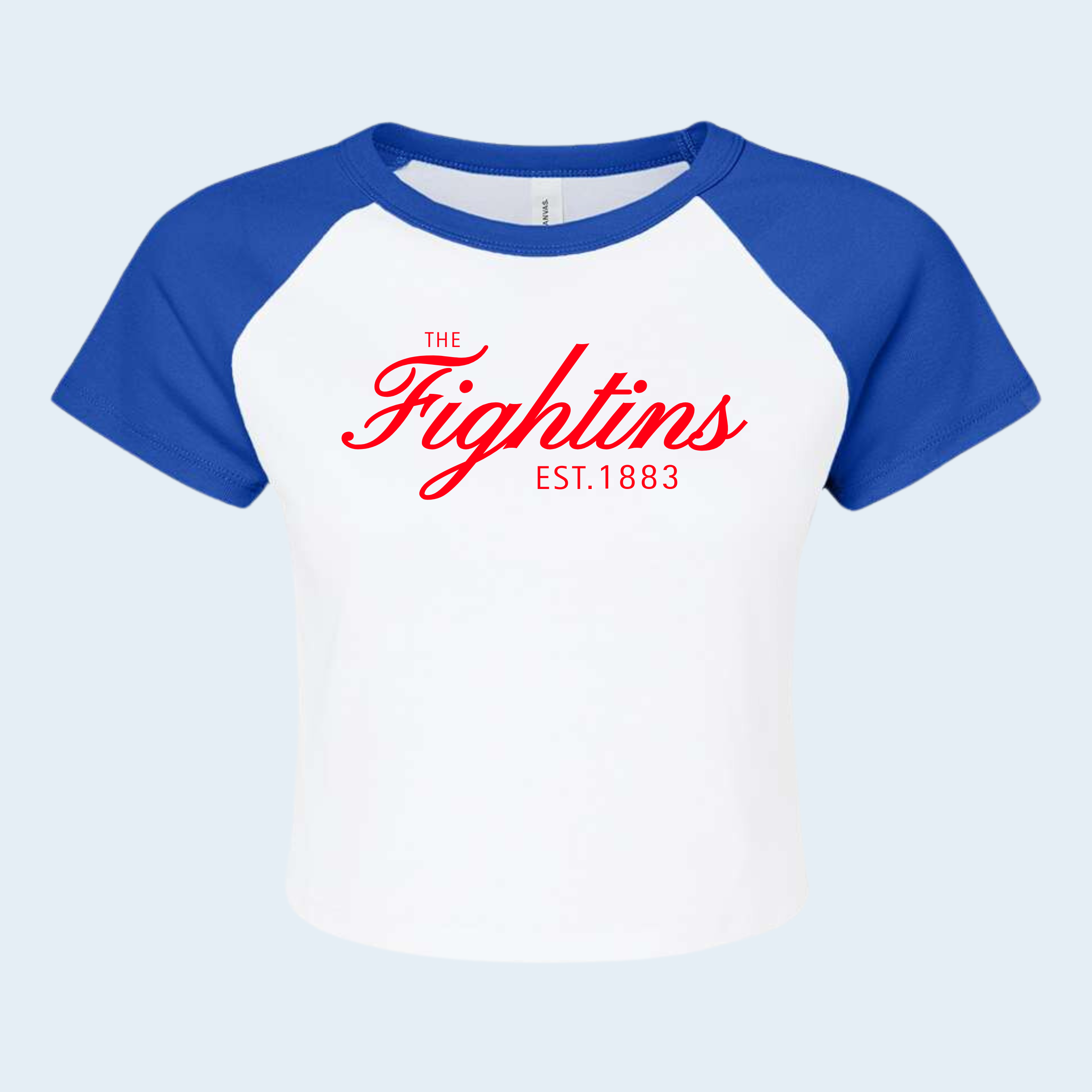 The Fightins Raglan Cropped Tee (Baby or Royal Blue)