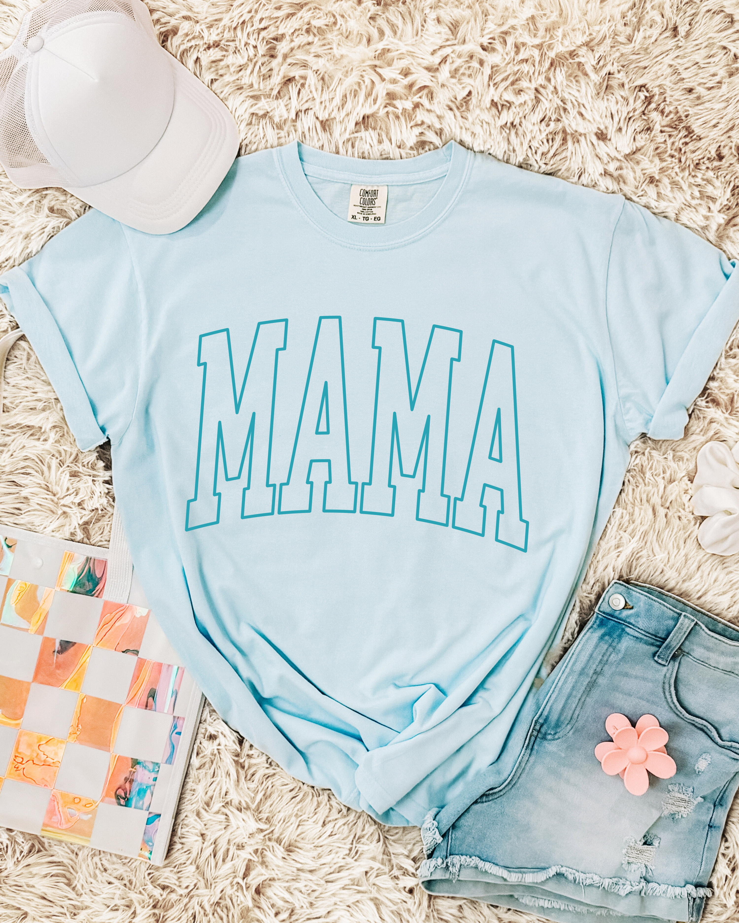Varsity Outline Mama (Chambray)