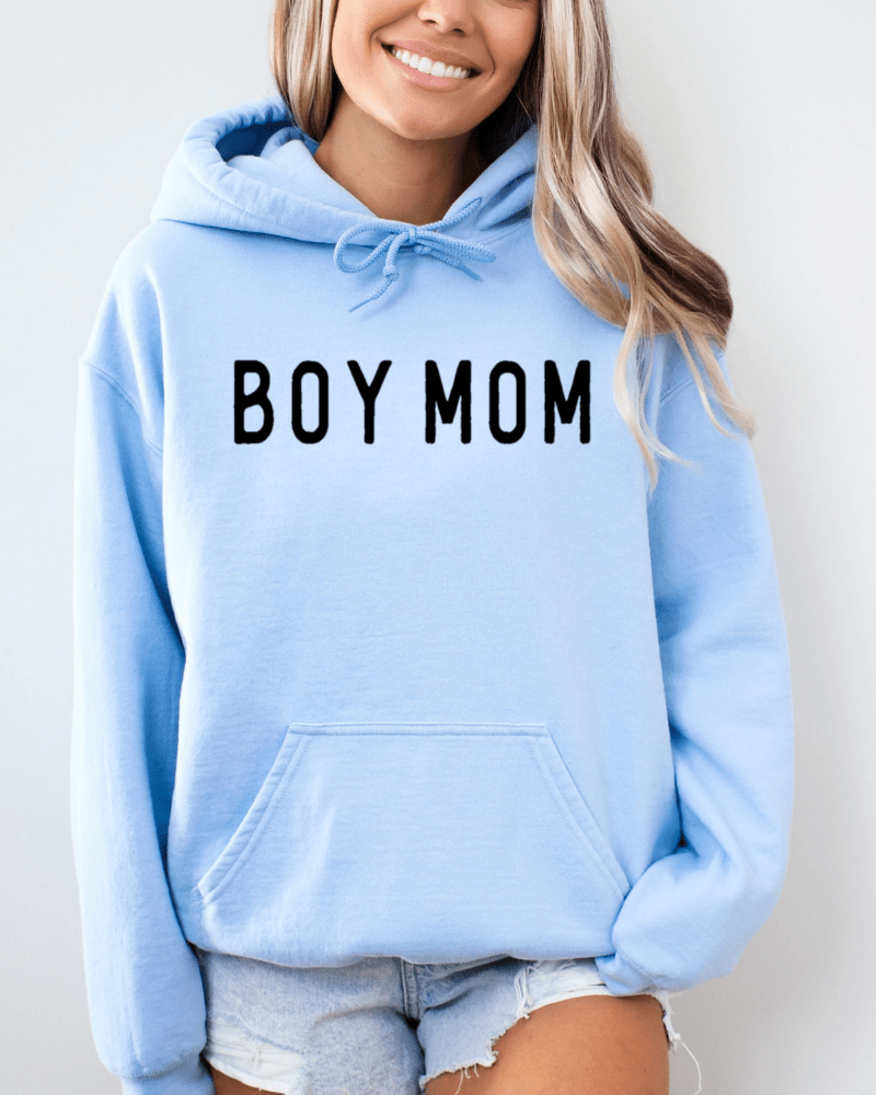 Boy Mom - Women's Heavy Blend Hoodie (Light Blue) - Lily + AJ Clothing Co.