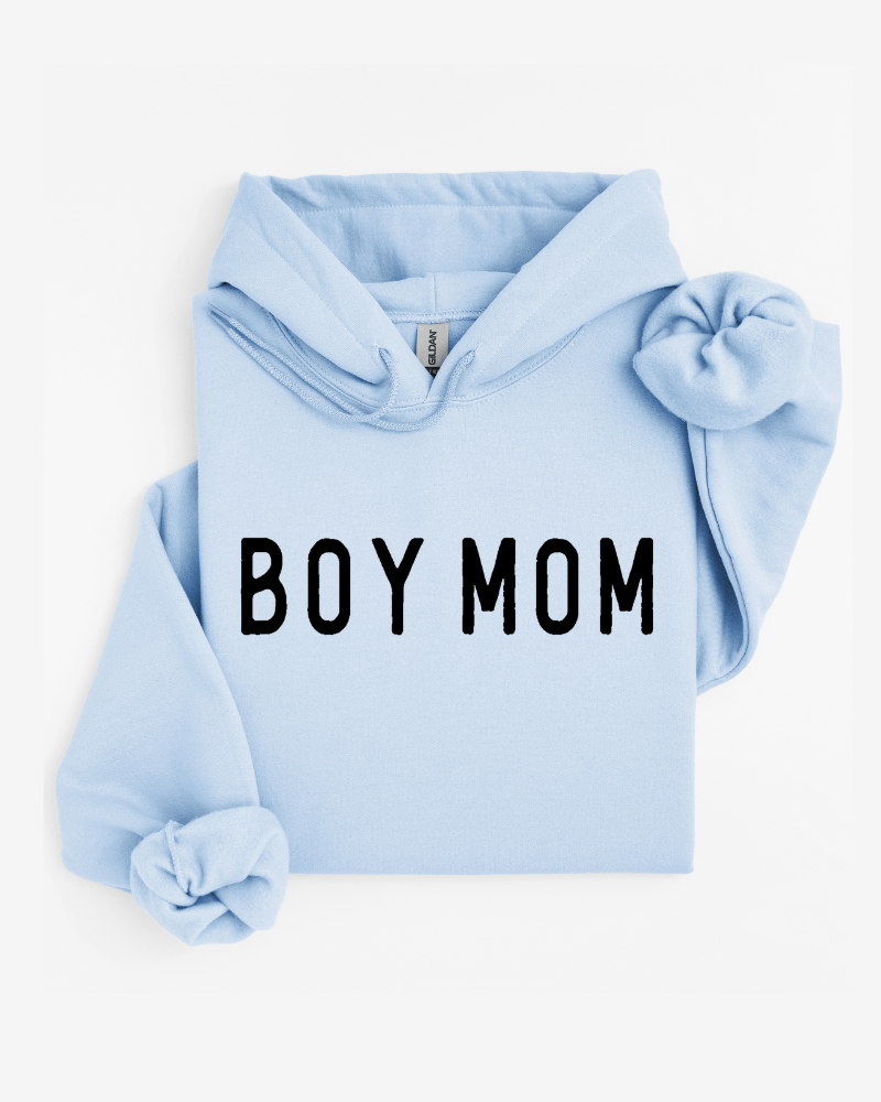 Boy Mom - Women's Heavy Blend Hoodie (Light Blue) - Lily + AJ Clothing Co.