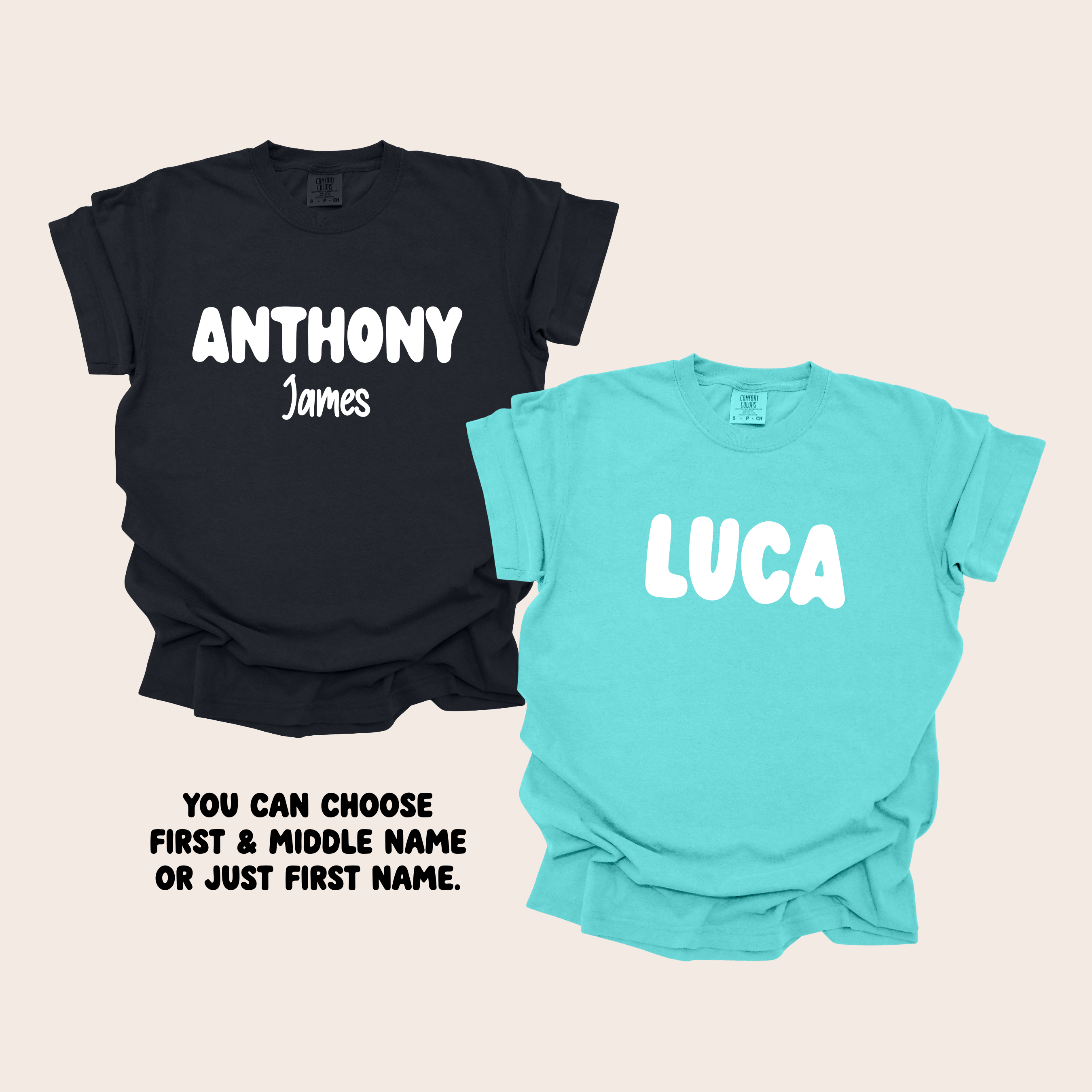 Custom Puff Vinyl Boys Name - Kids Short Sleeve T-Shirt