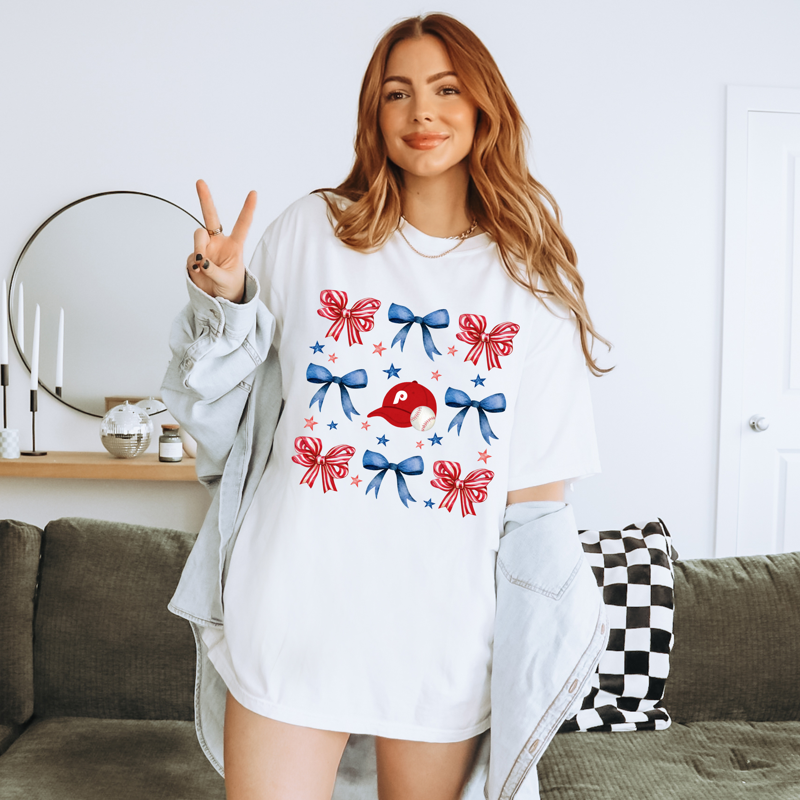 Coquette Phillies Bows - Adult Short Sleeve T-Shirt