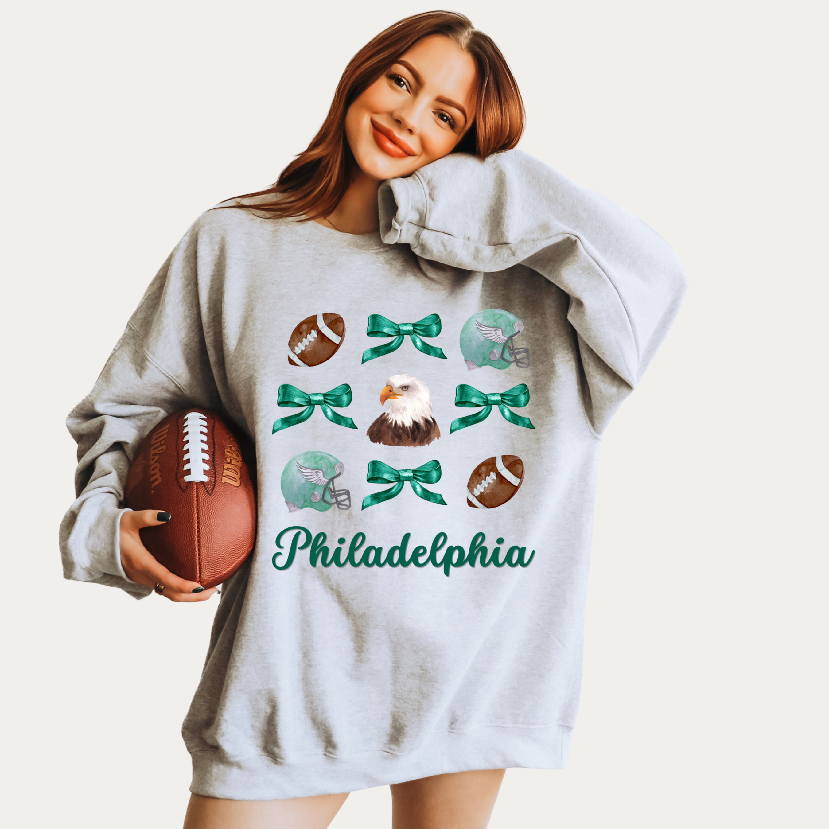Philadelphia Football Bows - Adult Crewneck Sweatshirt