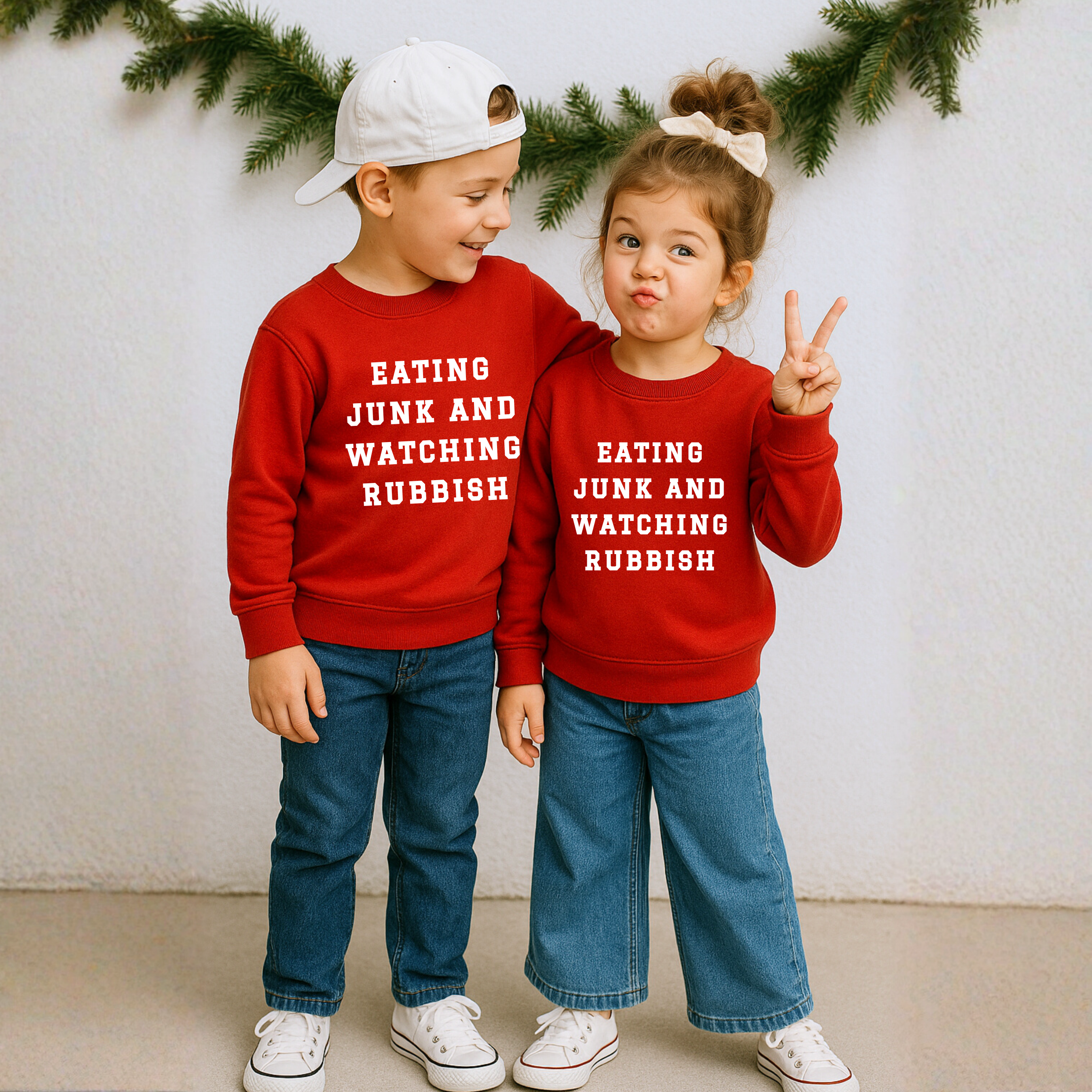 Eating Junk and Watching Rubbish - Toddler & Youth Crewneck Sweatshirt