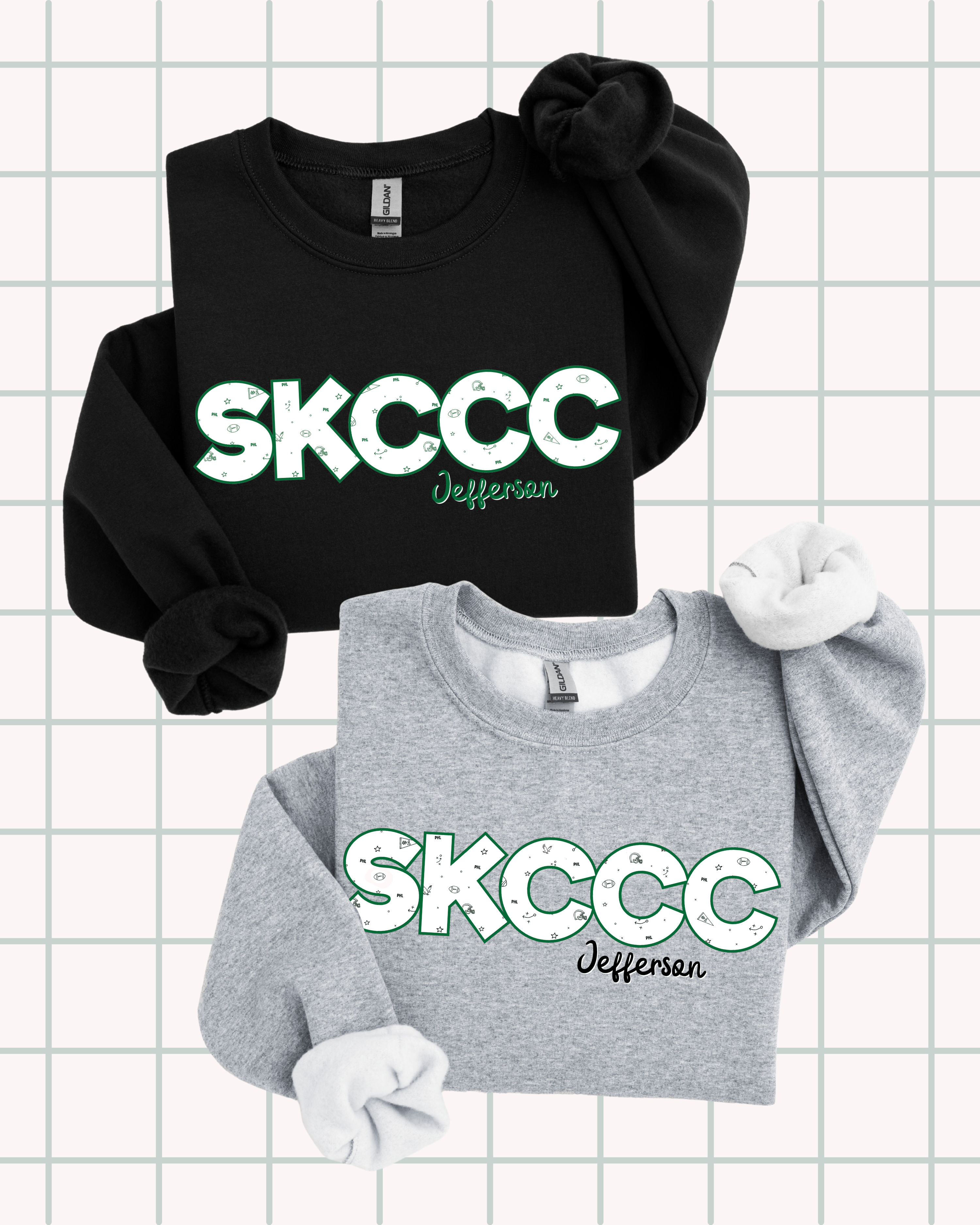 Personalized Football Doodles Crewneck Sweatshirt