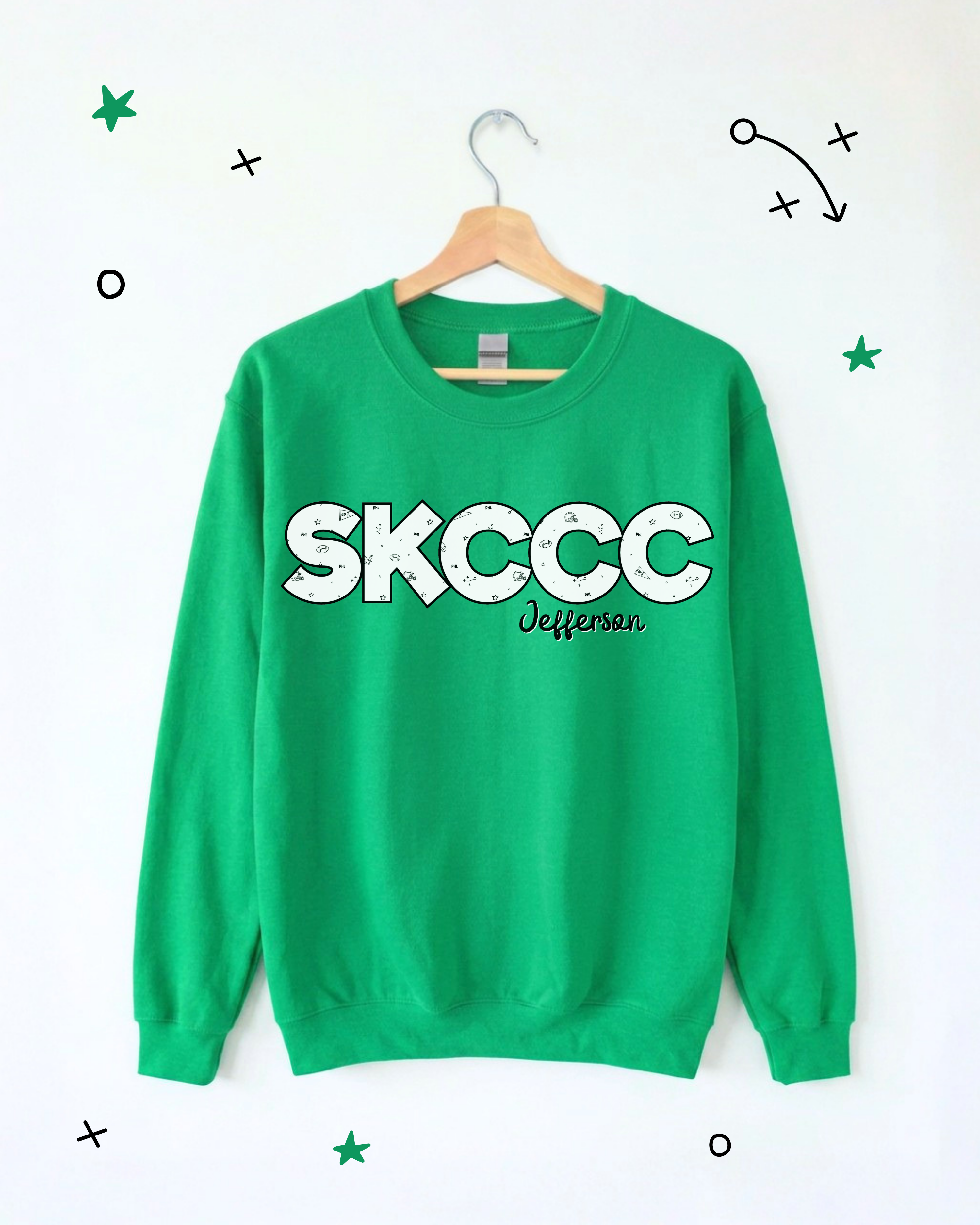 Personalized Football Doodles Crewneck Sweatshirt
