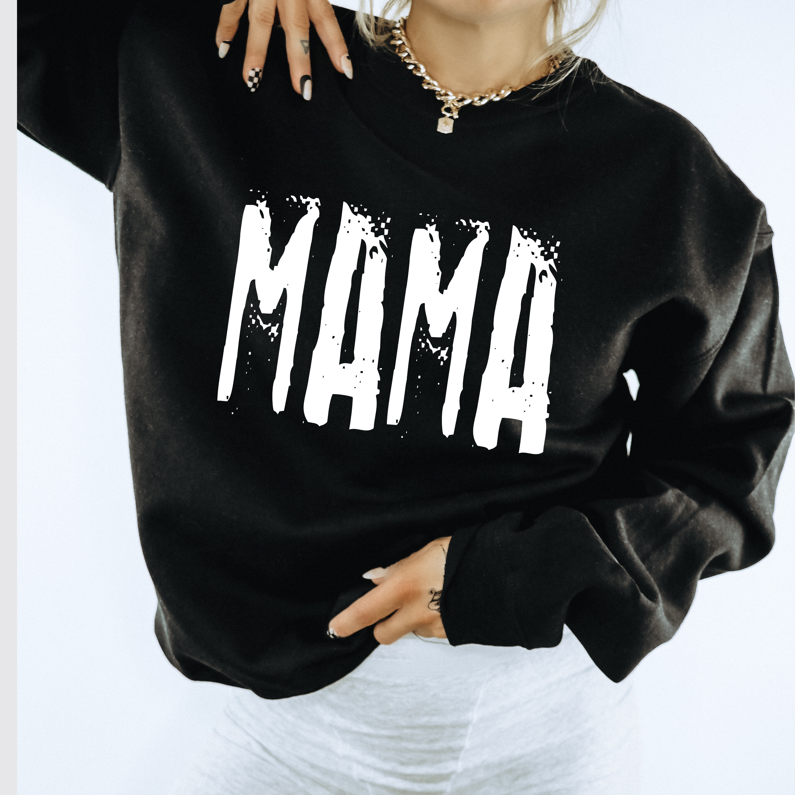 Classic Grunge Mama - Adult Crewneck Sweatshirt (Black)