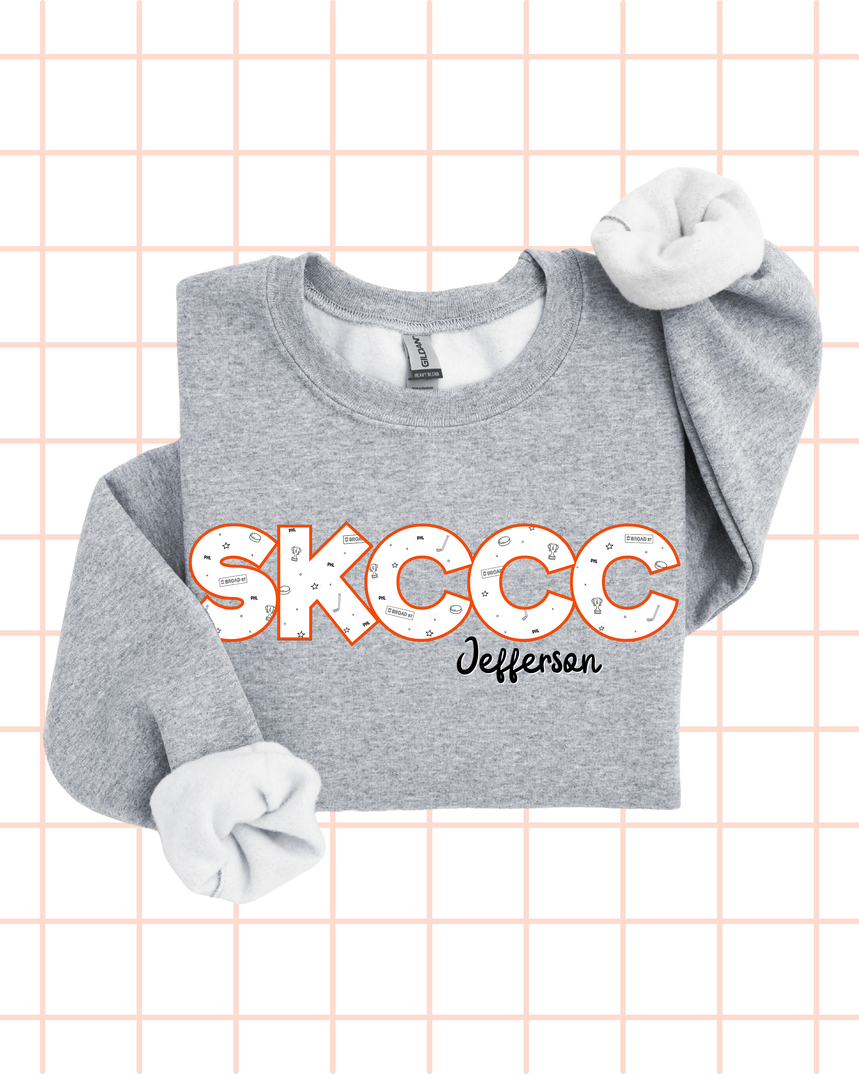 Personalized Hockey Doodles Crewneck Sweatshirt