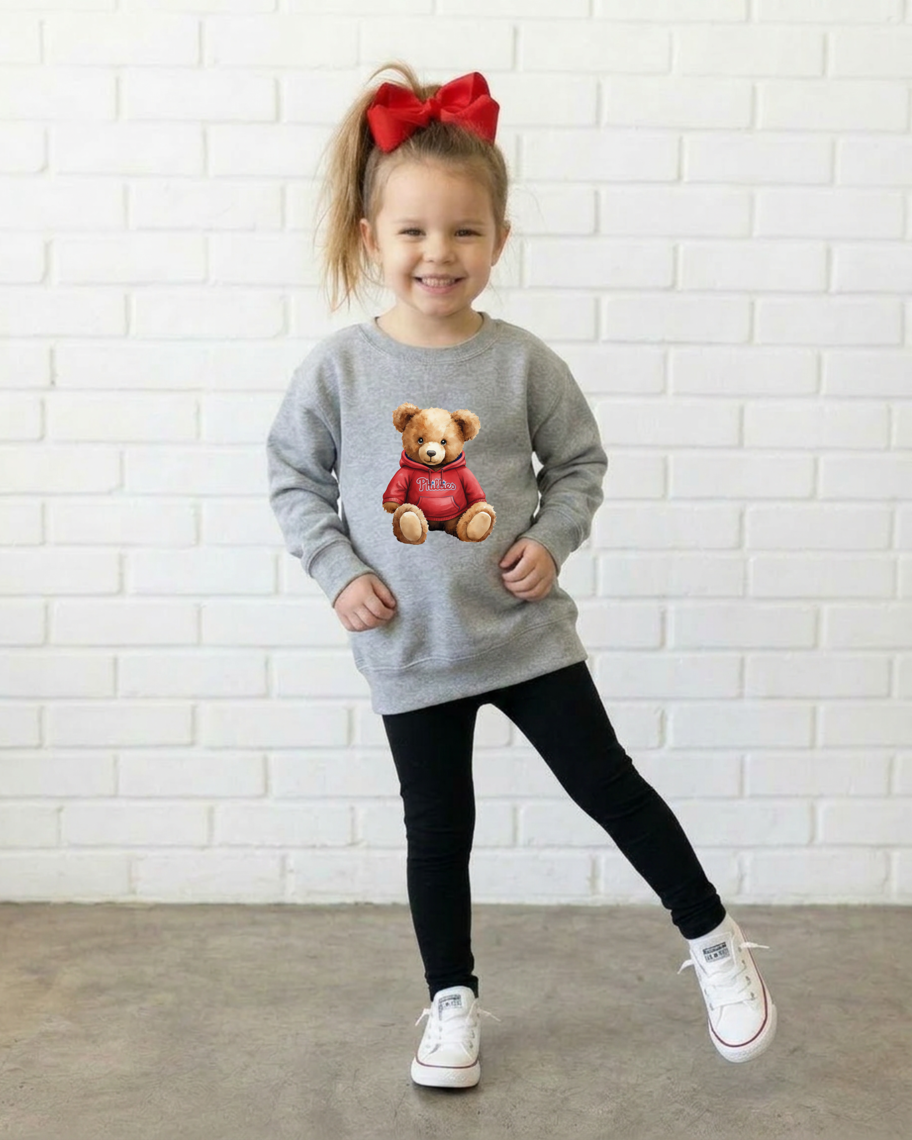 Philly Baseball Teddy Bear Toddler & Kids Sweatshirt