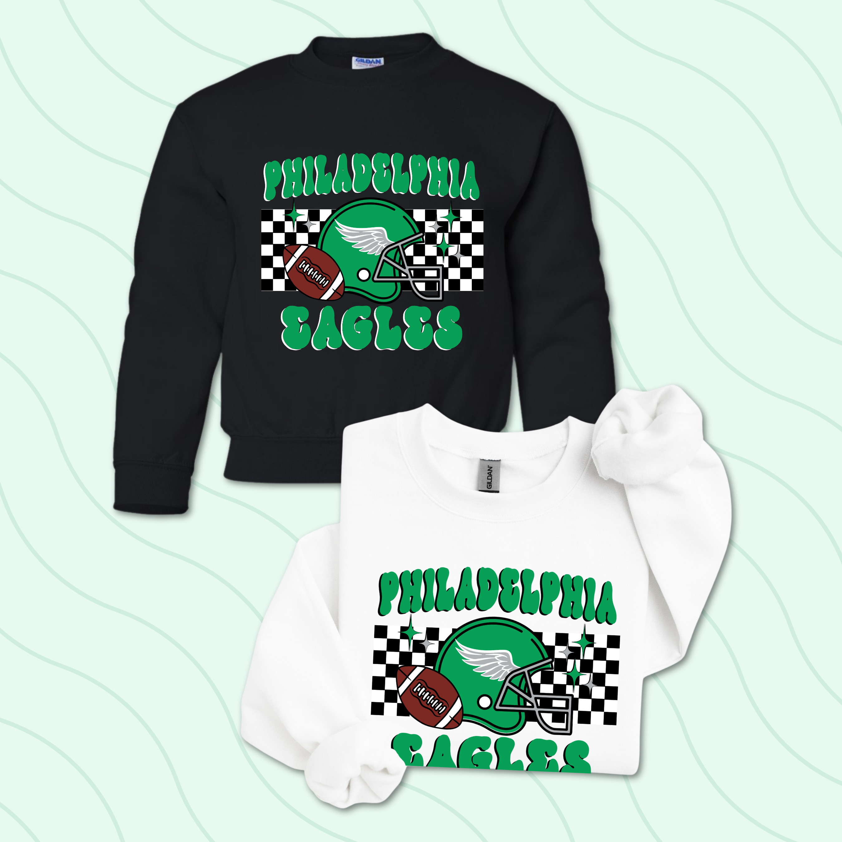 Retro Football Helmet - Toddler & Youth Crewneck Sweatshirt