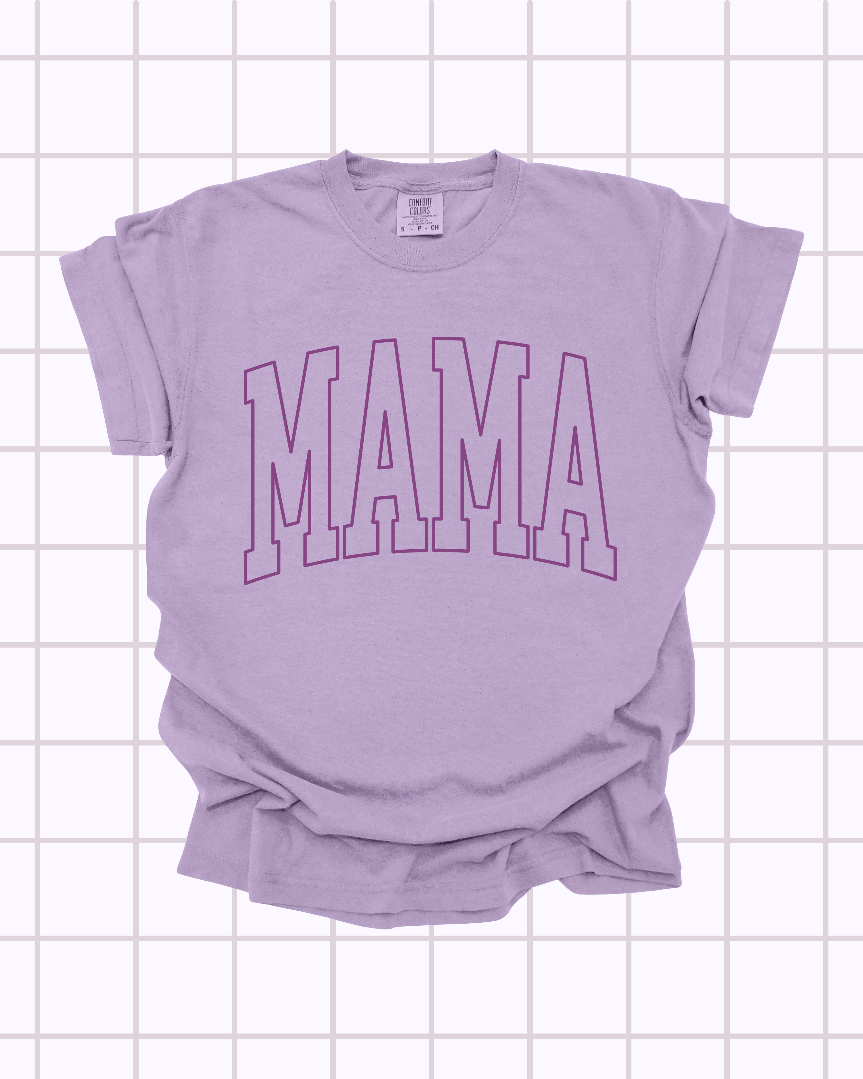 Varsity Outline Mama T-Shirt (Orchid)