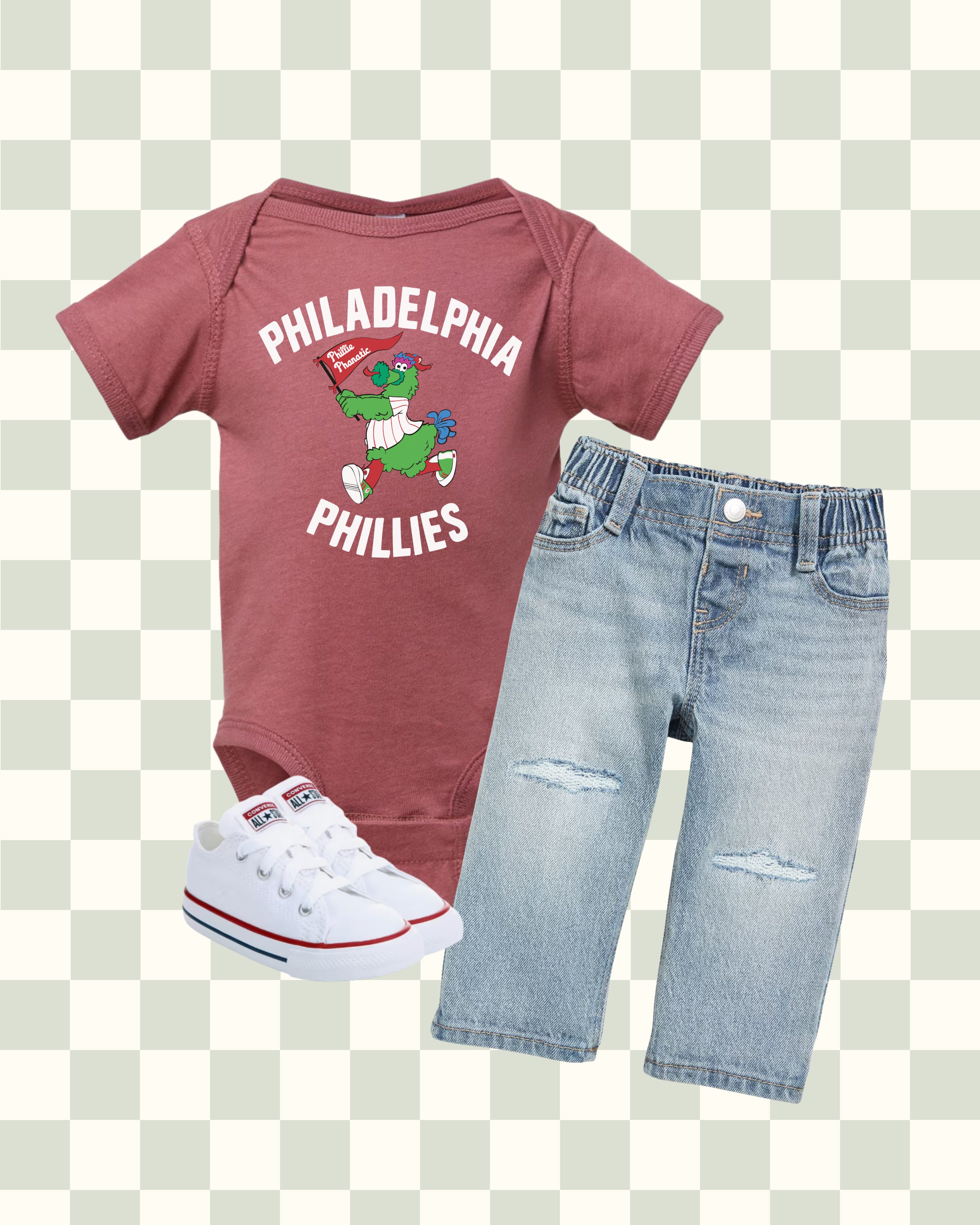 Vintage Phillie Phanatic Baby Onesie
